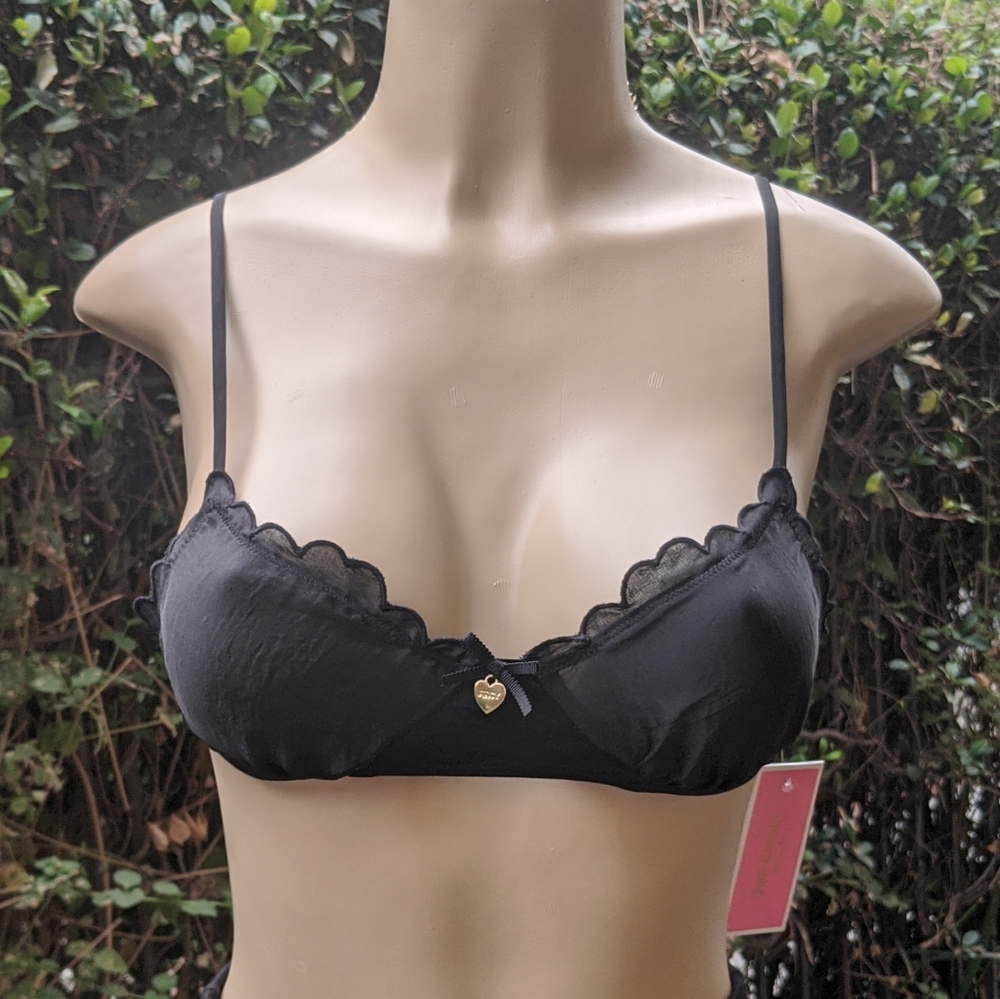 'Juicy Couture' Black Satin Bralette (S)